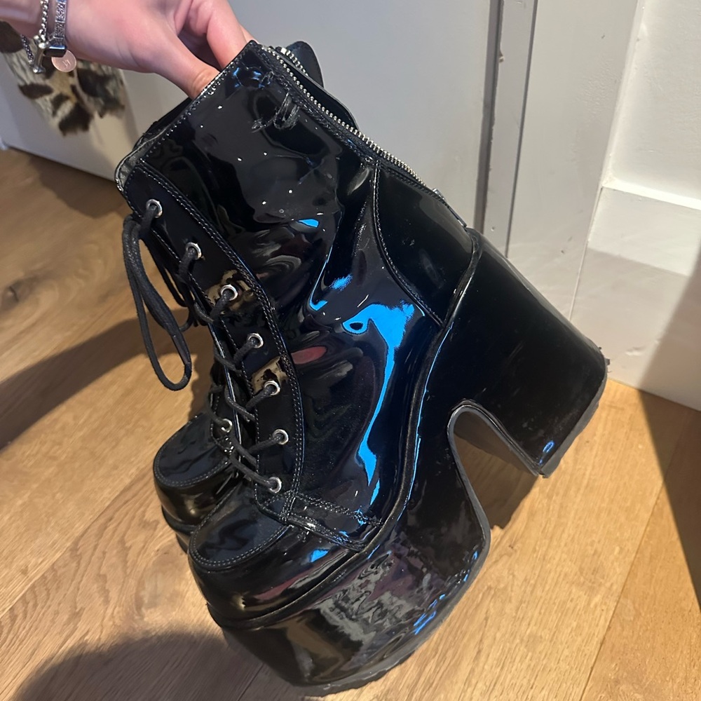 Demonia Shiny Black Platform Shoes